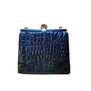 Vtg Jacqueline Ferrar ShoulderBag Women Sachtel Black Leather Purse